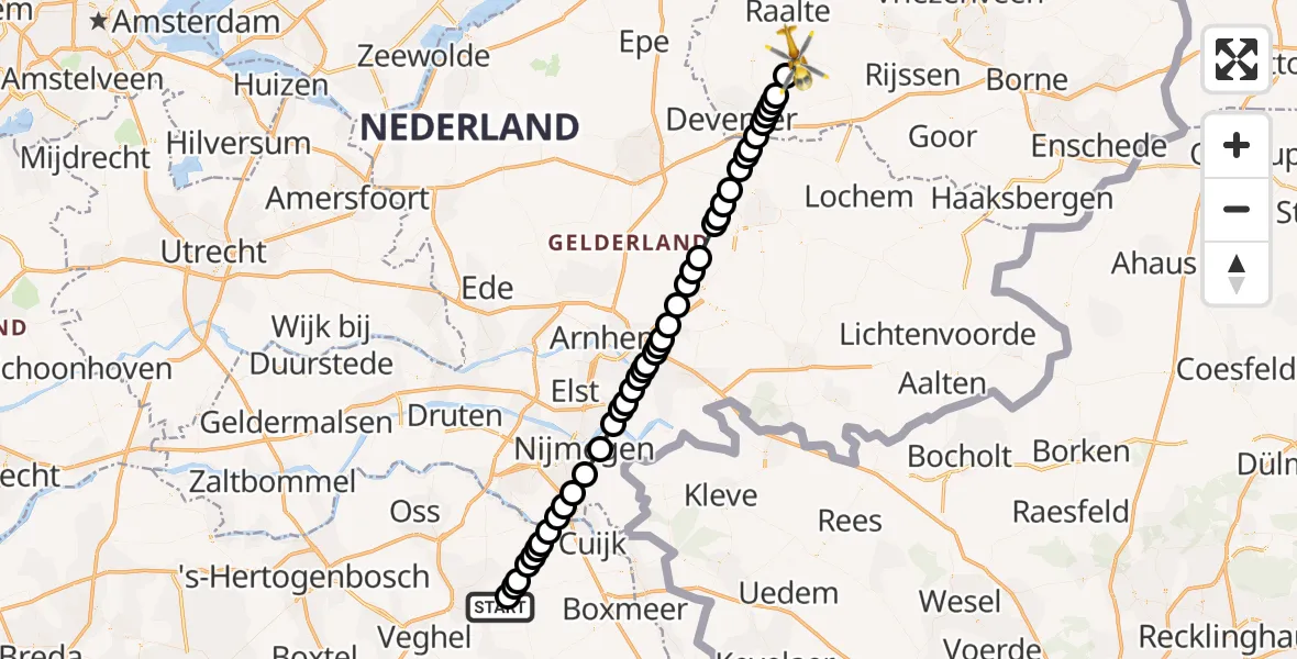 Vluchtroute Traumahelikopter Vliegbasis Volkel - Heeten, 05 oktober 2026, 09:01