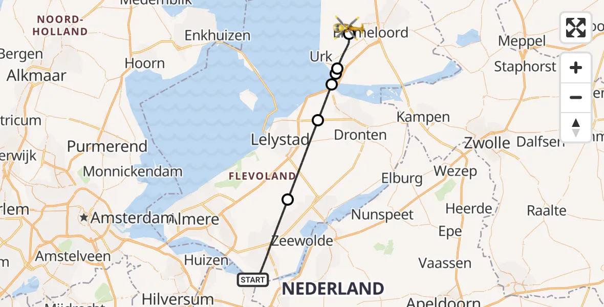 Vluchtroute Traumahelikopter Zeewolde - Espel, 05 oktober 2026, 09:24