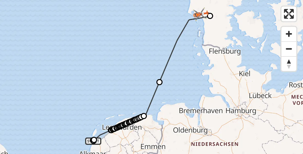 Vluchtroute Kustwachthelikopter Militair vliegveld De Kooy / Den Helder Airport - Holsted Helipad, 05 oktober 2026, 09:42