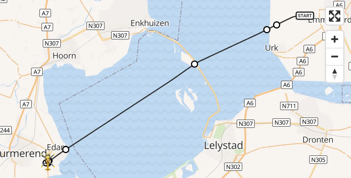 Vluchtroute Traumahelikopter Espel - Edam, 05 oktober 2026, 09:53