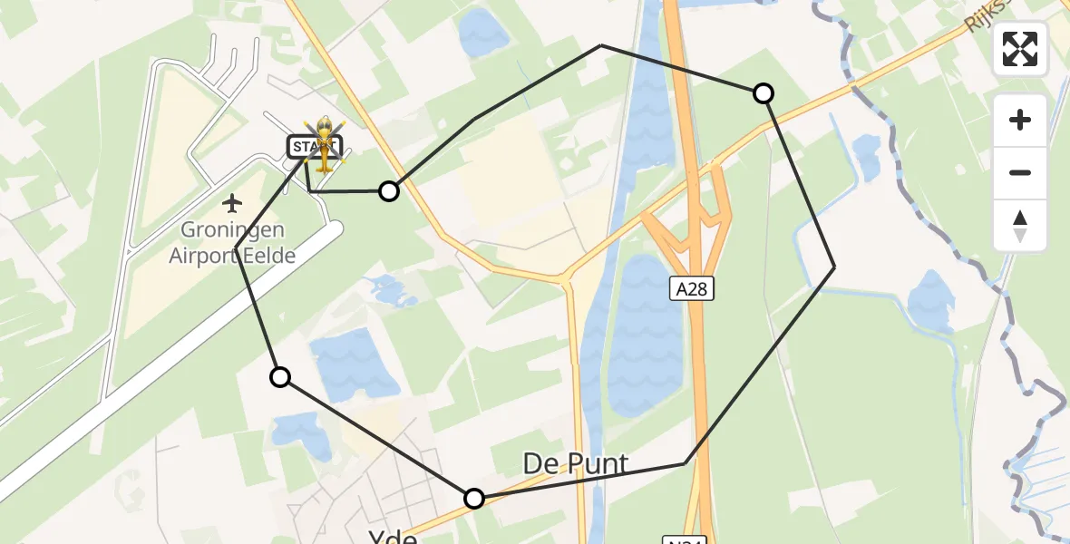 Vluchtroute Traumahelikopter Groningen Airport Eelde - Groningen Airport Eelde, 05 oktober 2026, 11:25