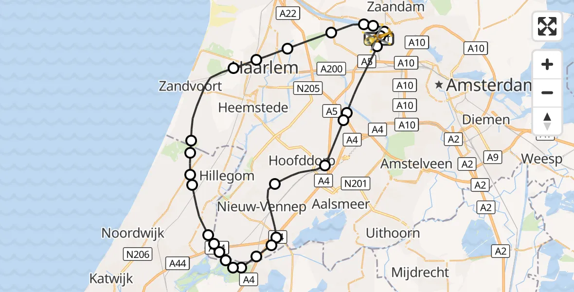 Vluchtroute Traumahelikopter Amsterdam Heliport - Amsterdam Heliport, 05 oktober 2026, 12:30