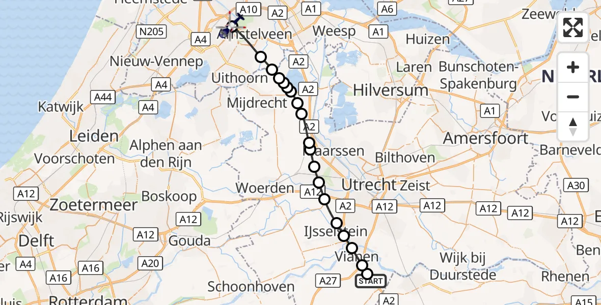 Vluchtroute Politiehelikopter Everdingen - Amsterdam Vliegveld Schiphol, 05 oktober 2026, 15:24