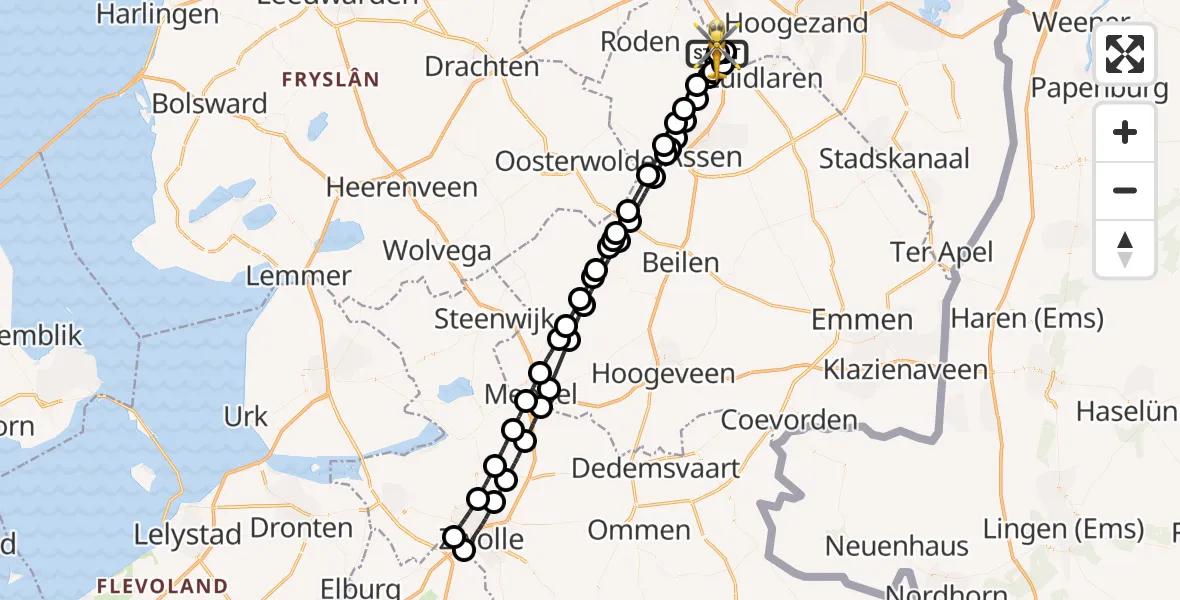Vluchtroute Traumahelikopter Groningen Airport Eelde - Groningen Airport Eelde, 05 oktober 2026, 15:35