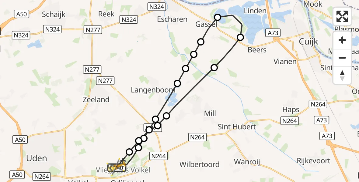Vluchtroute Traumahelikopter Vliegbasis Volkel - Vliegbasis Volkel, 06 oktober 2026, 06:05