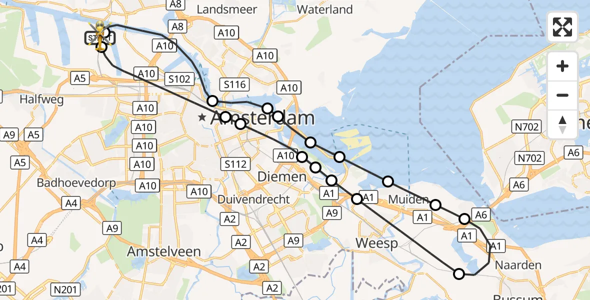 Vluchtroute Traumahelikopter Amsterdam Heliport - Amsterdam Heliport, 06 oktober 2026, 12:32