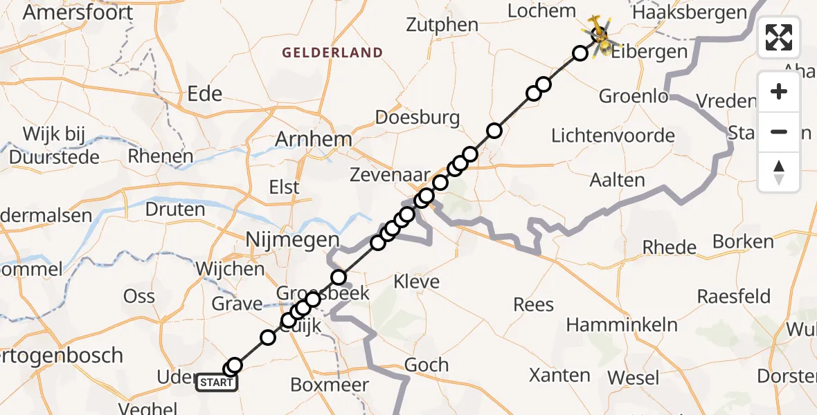 Vluchtroute Traumahelikopter Vliegbasis Volkel - Geesteren, 06 oktober 2026, 13:00