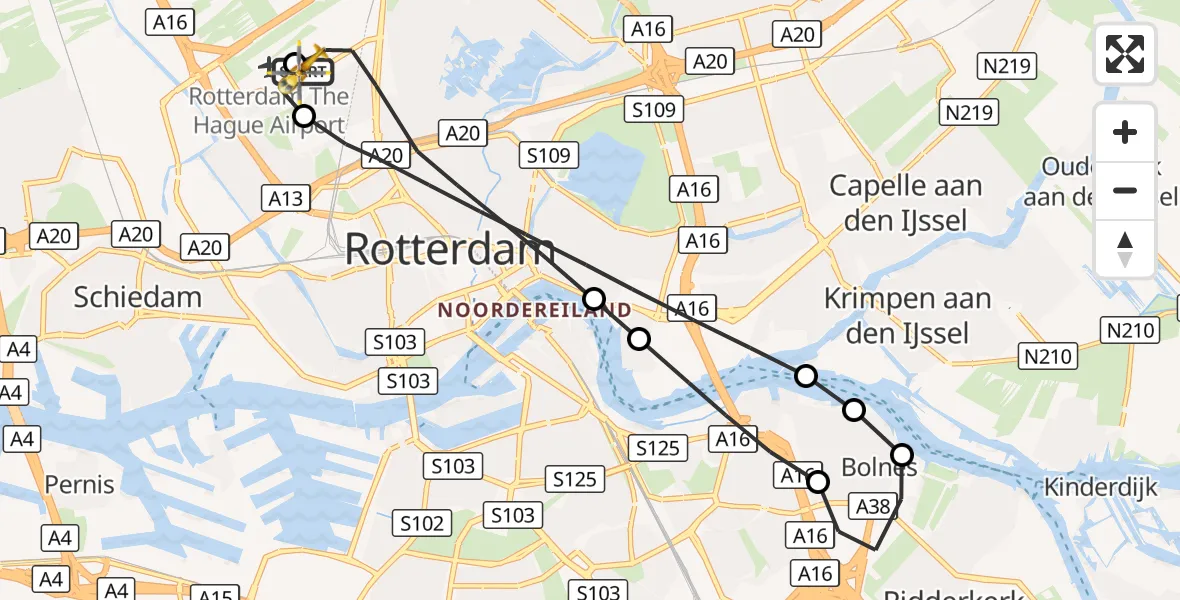 Vluchtroute Traumahelikopter Rotterdam The Hague Airport - Rotterdam The Hague Airport, 06 oktober 2026, 13:25