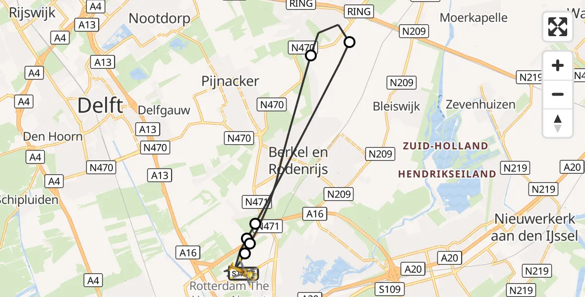 Vluchtroute Traumahelikopter Rotterdam The Hague Airport - Rotterdam The Hague Airport, 06 oktober 2026, 16:27