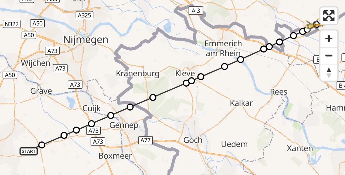 Vluchtroute Traumahelikopter Vliegbasis Volkel - De Heurne, 06 oktober 2026, 16:45