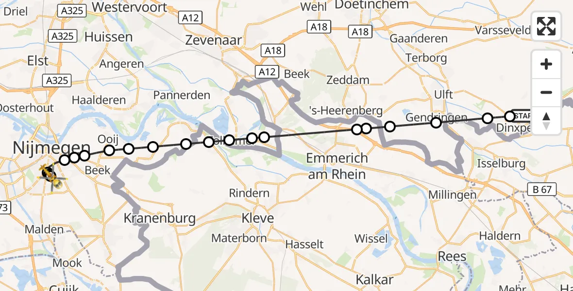 Vluchtroute Traumahelikopter De Heurne - Radboud University Medical Center Heliport, 06 oktober 2026, 17:15