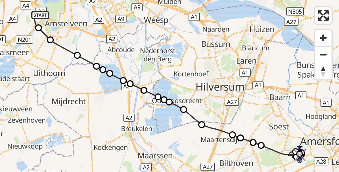 Vluchtroute Politiehelikopter Amsterdam Vliegveld Schiphol - Amersfoort, 06 oktober 2026, 17:26