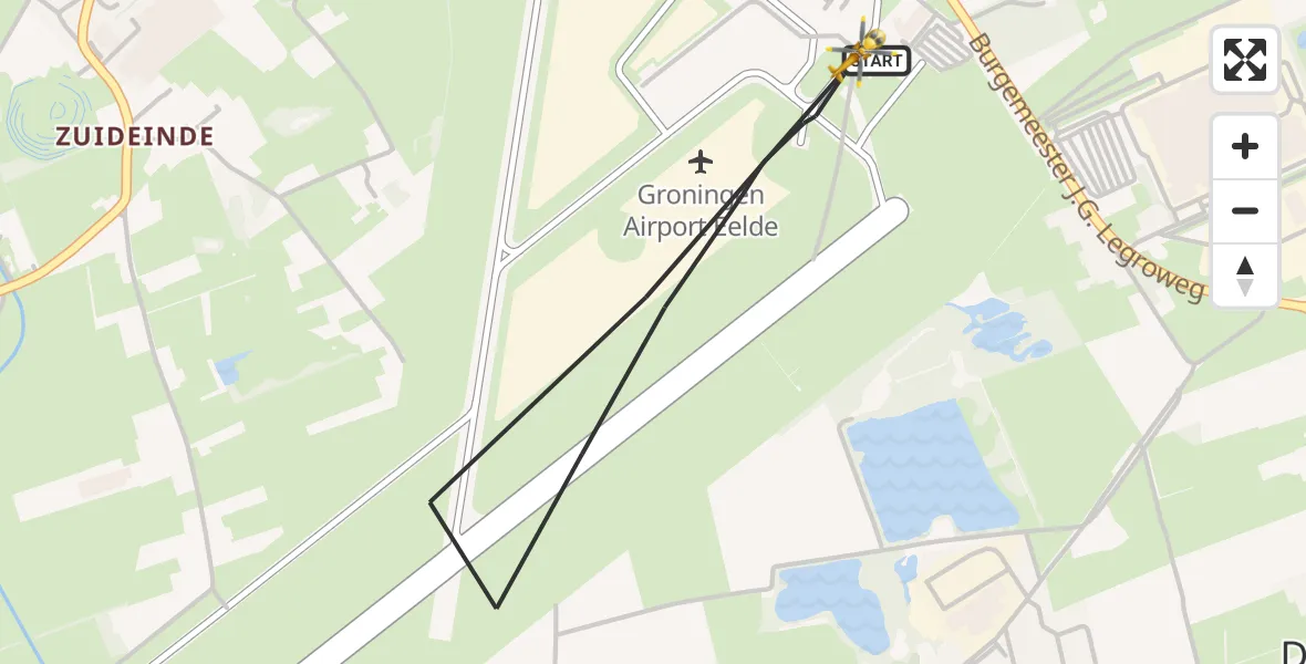 Vluchtroute Traumahelikopter Groningen Airport Eelde - Groningen Airport Eelde, 07 oktober 2026, 06:16