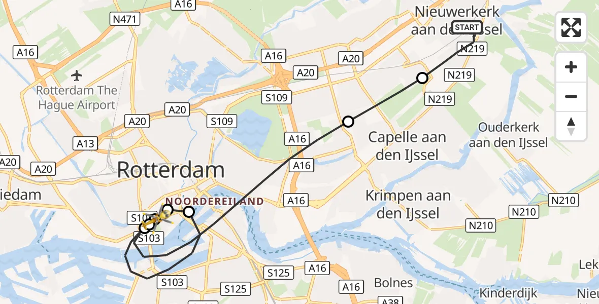 Vluchtroute Traumahelikopter Nieuwerkerk aan den IJssel - Erasmus MC, 07 oktober 2026, 07:42