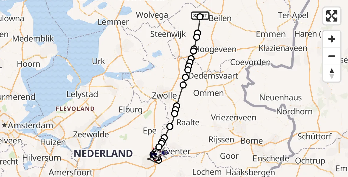 Vluchtroute Politiehelikopter Geeuwenbrug - Vliegveld Teuge, 07 oktober 2026, 09:04
