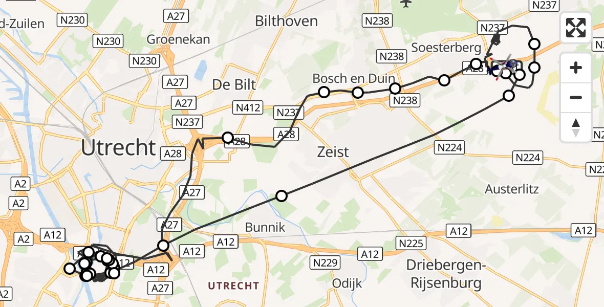 Vluchtroute Politiehelikopter Amersfoort - Soesterberg, 07 oktober 2026, 11:26