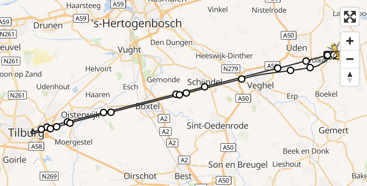 Vluchtroute Traumahelikopter Vliegbasis Volkel - Vliegbasis Volkel, 07 oktober 2026, 11:35