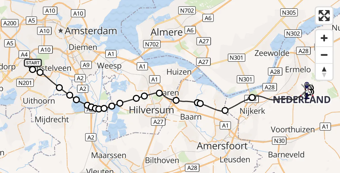 Vluchtroute Politiehelikopter Amsterdam Vliegveld Schiphol - Putten, 07 oktober 2026, 13:41