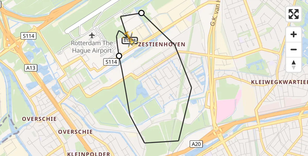 Vluchtroute Traumahelikopter Rotterdam The Hague Airport - Rotterdam The Hague Airport, 07 oktober 2026, 15:11