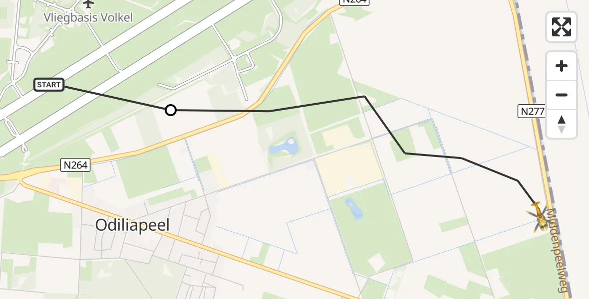 Vluchtroute Traumahelikopter Vliegbasis Volkel - Odiliapeel, 07 oktober 2026, 16:28
