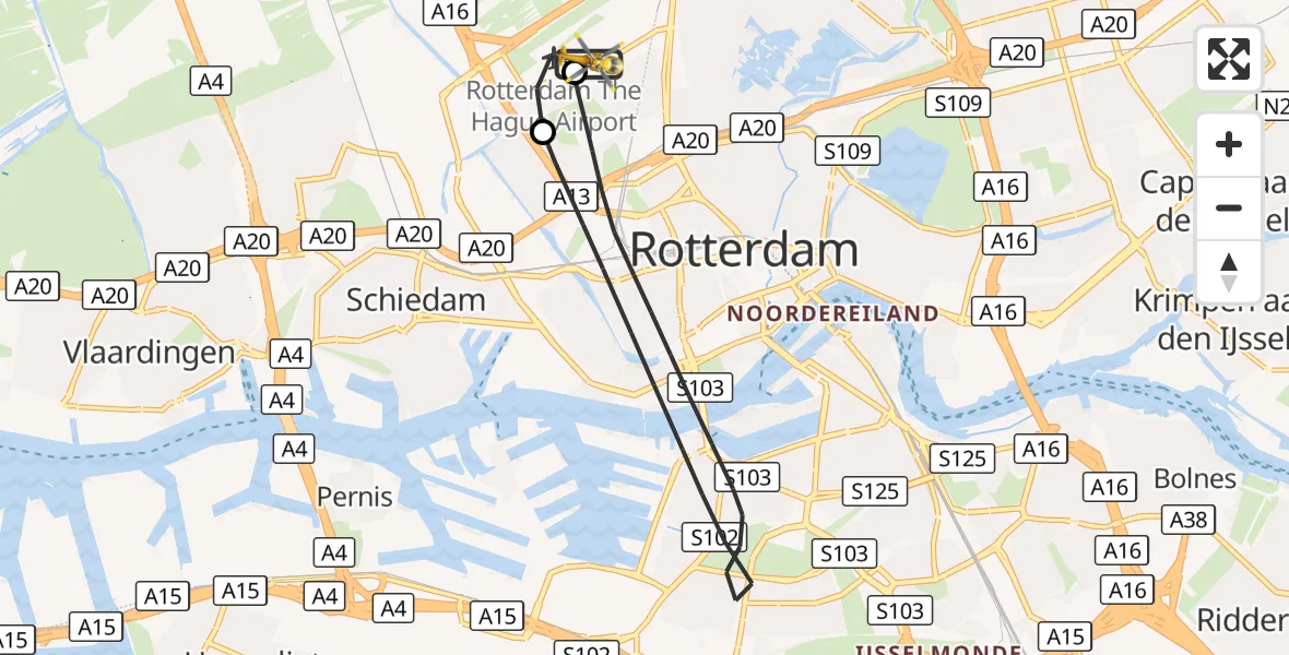 Vluchtroute Traumahelikopter Rotterdam The Hague Airport - Rotterdam The Hague Airport, 07 oktober 2026, 16:46