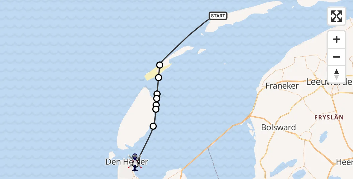 Vluchtroute Politiehelikopter Noordzee - Den Helder, 07 oktober 2026, 17:29