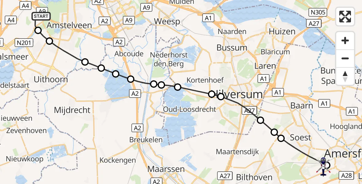 Vluchtroute Politiehelikopter Amsterdam Vliegveld Schiphol - Amersfoort, 08 oktober 2026, 06:36