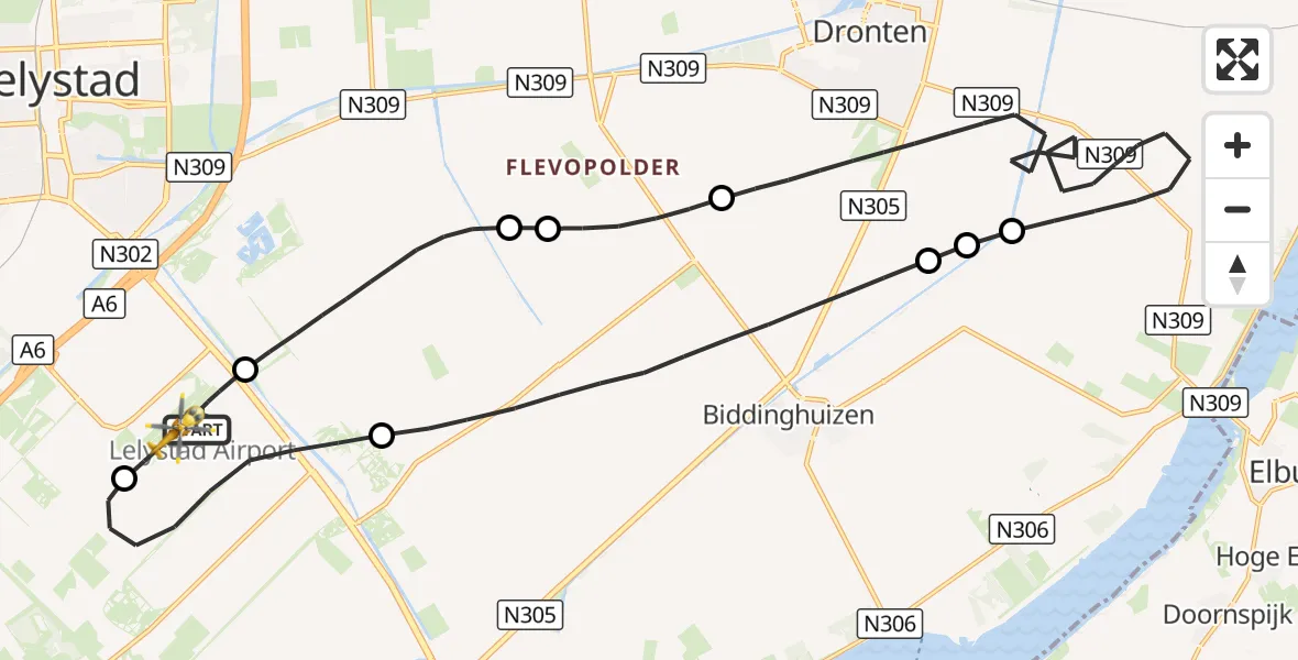 Vluchtroute Traumahelikopter Lelystad Airport - Lelystad Airport, 08 oktober 2026, 07:55