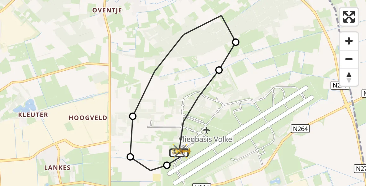 Vluchtroute Traumahelikopter Vliegbasis Volkel - Vliegbasis Volkel, 08 oktober 2026, 10:33