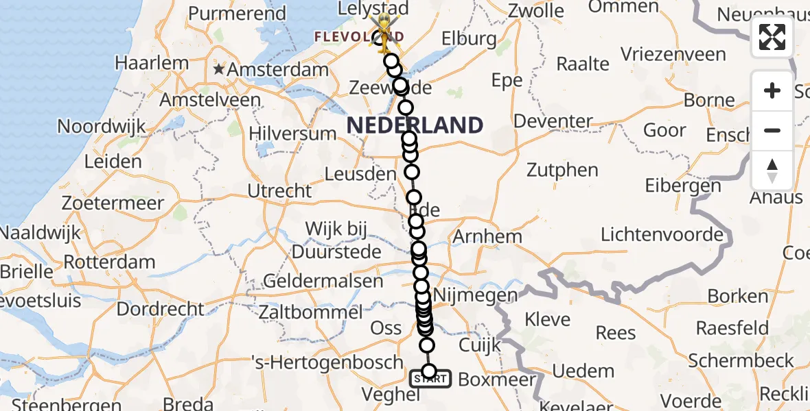 Vluchtroute Traumahelikopter Vliegbasis Volkel - Lelystad Airport, 08 oktober 2026, 10:38