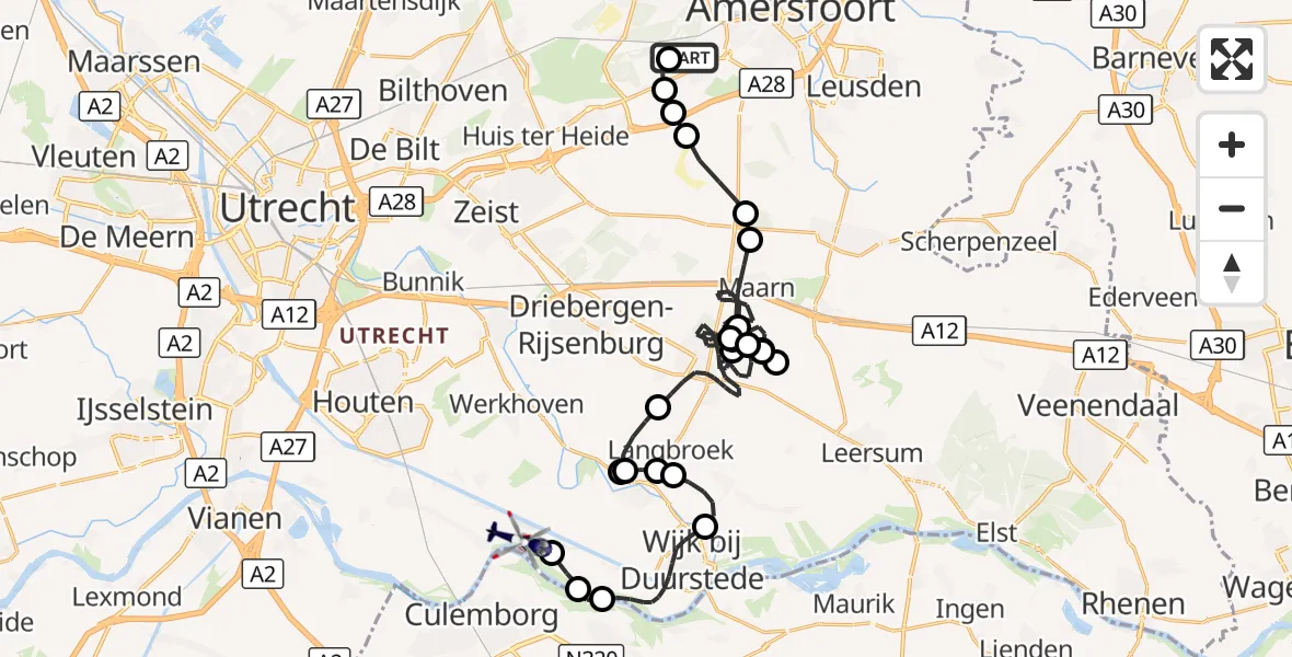 Vluchtroute Politiehelikopter Amersfoort - Schalkwijk, 08 oktober 2026, 10:43