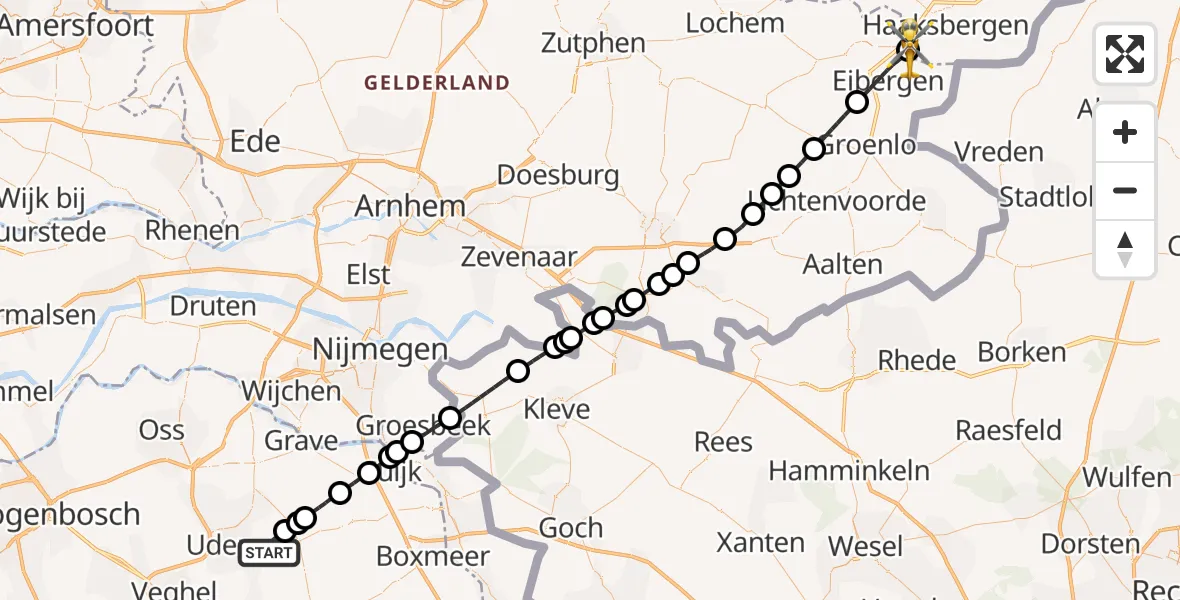 Vluchtroute Traumahelikopter Vliegbasis Volkel - Haaksbergen, 08 oktober 2026, 10:49
