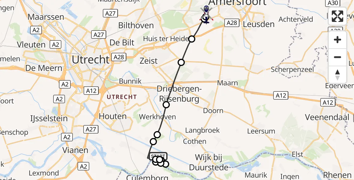 Vluchtroute Politiehelikopter Schalkwijk - Amersfoort, 08 oktober 2026, 11:20
