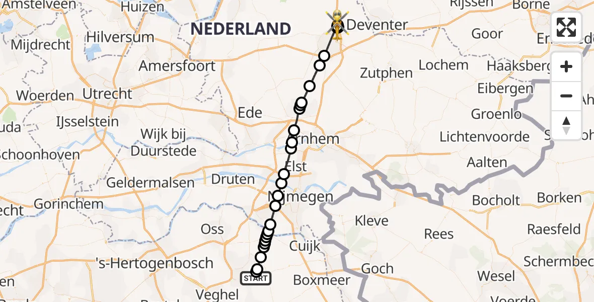 Vluchtroute Traumahelikopter Vliegbasis Volkel - Apeldoorn, 08 oktober 2026, 12:14