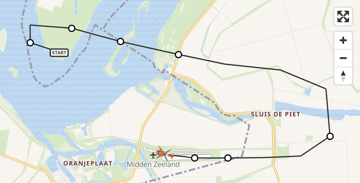 Vluchtroute Kustwachthelikopter Kamperland - Vliegveld Midden-Zeeland, 08 oktober 2026, 12:39