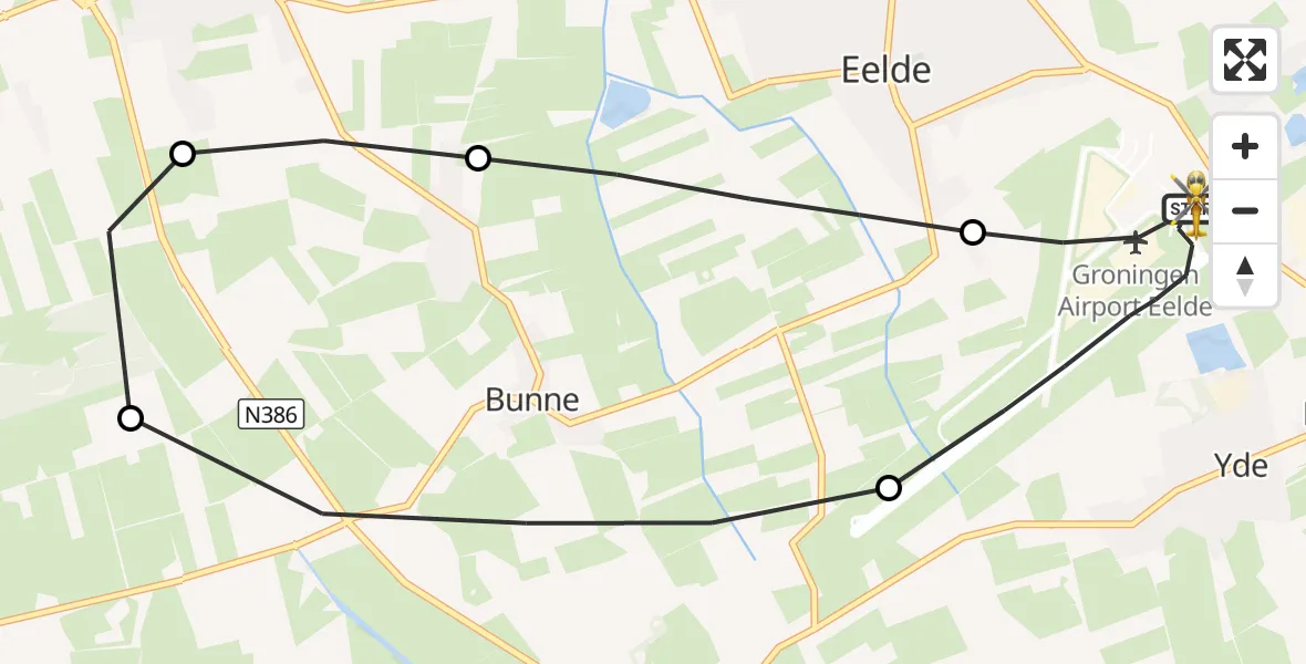 Vluchtroute Traumahelikopter Groningen Airport Eelde - Groningen Airport Eelde, 08 oktober 2026, 13:48