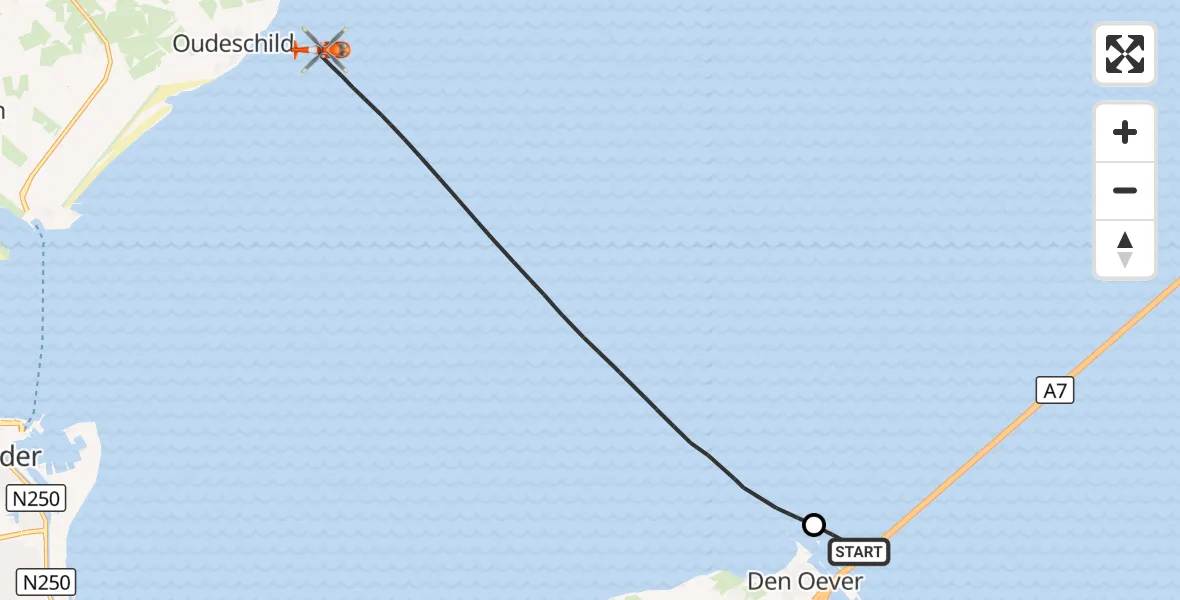 Vluchtroute Kustwachthelikopter Den Oever - Waddenzee, 08 oktober 2026, 14:00