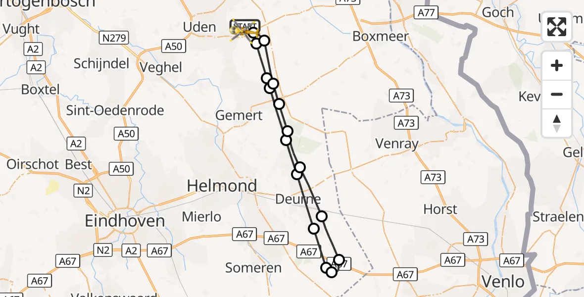 Vluchtroute Traumahelikopter Vliegbasis Volkel - Vliegbasis Volkel, 08 oktober 2026, 15:41