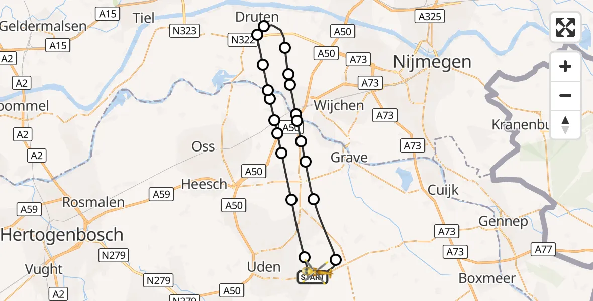 Vluchtroute Traumahelikopter Vliegbasis Volkel - Vliegbasis Volkel, 08 oktober 2026, 17:07