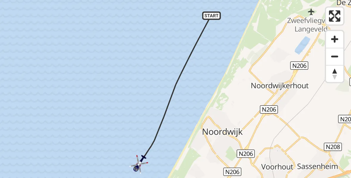 Vluchtroute Politiehelikopter Noordzee - Noordzee, 08 oktober 2026, 17:09