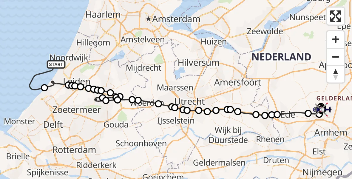 Vluchtroute Politiehelikopter Noordzee - Vliegbasis Deelen, 08 oktober 2026, 17:14