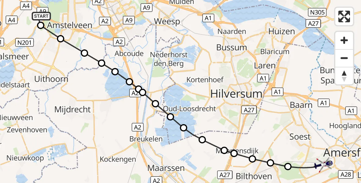 Vluchtroute Politiehelikopter Amsterdam Vliegveld Schiphol - Amersfoort, 08 oktober 2026, 17:37