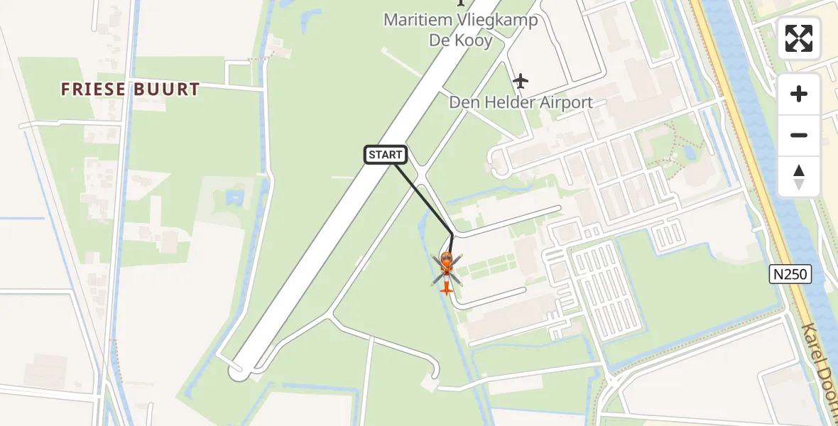 Vluchtroute Kustwachthelikopter Militair vliegveld De Kooy / Den Helder Airport - Militair vliegveld De Kooy / Den Helder Airport, 08 oktober 2026, 19:51
