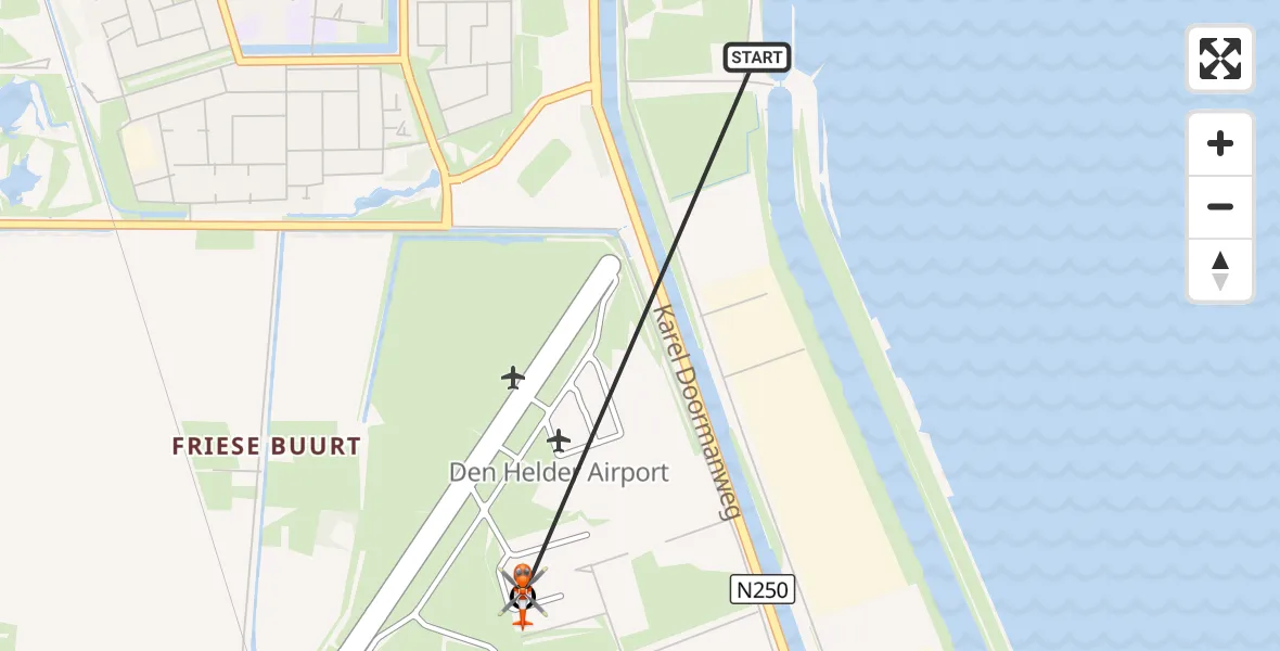 Vluchtroute Kustwachthelikopter Den Helder - Militair vliegveld De Kooy / Den Helder Airport, 08 oktober 2026, 23:02
