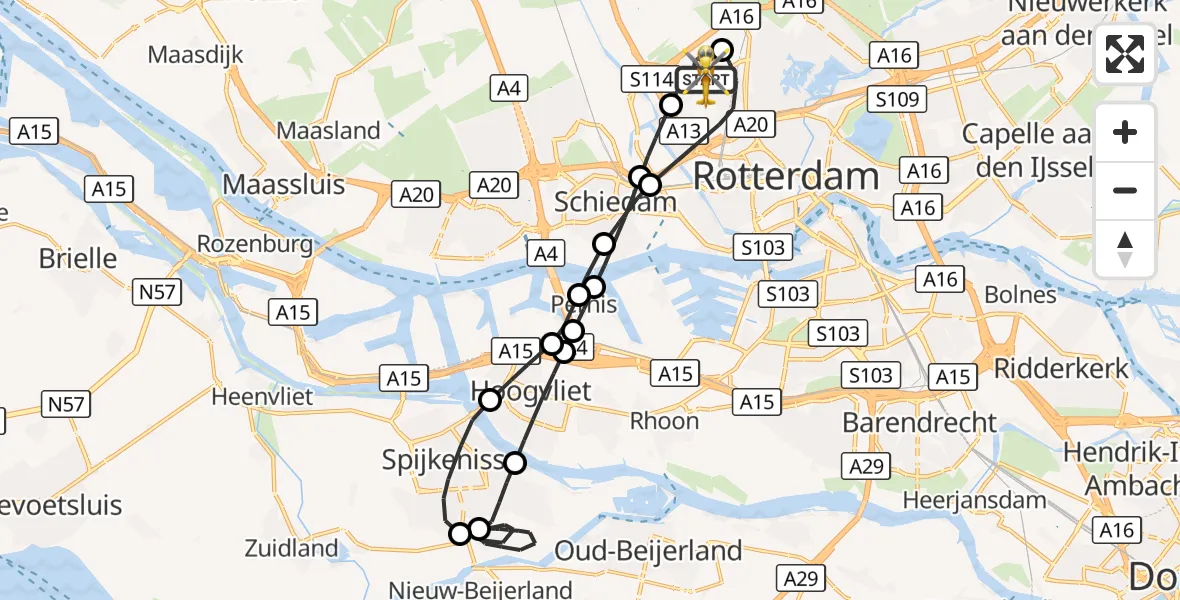 Vluchtroute Traumahelikopter Rotterdam The Hague Airport - Rotterdam The Hague Airport, 09 oktober 2026, 04:40