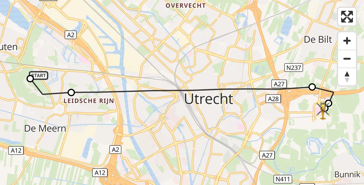 Vluchtroute Traumahelikopter Utrecht - Universitair Medisch Centrum Utrecht, 09 oktober 2026, 14:01