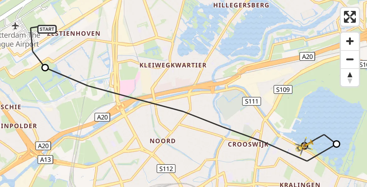 Vluchtroute Traumahelikopter Rotterdam The Hague Airport - Rotterdam, 09 oktober 2026, 16:28