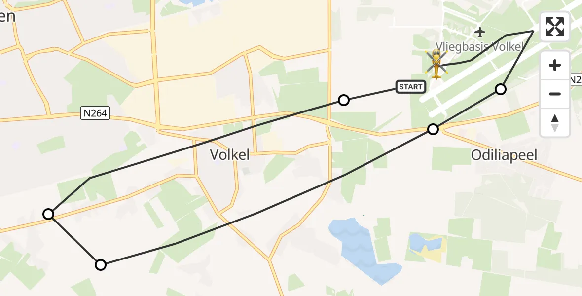 Vluchtroute Traumahelikopter Vliegbasis Volkel - Vliegbasis Volkel, 10 oktober 2026, 07:14