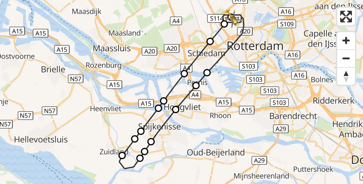 Vluchtroute Traumahelikopter Rotterdam The Hague Airport - Rotterdam The Hague Airport, 10 oktober 2026, 09:10