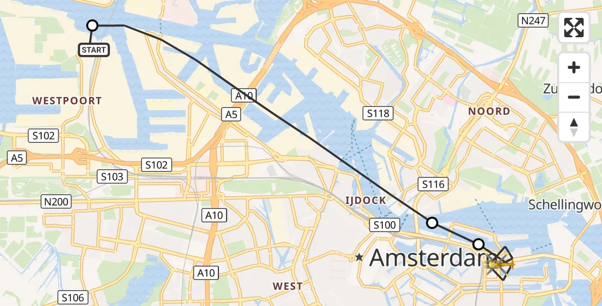 Vluchtroute Traumahelikopter Amsterdam Heliport - Amsterdam, 10 oktober 2026, 09:53